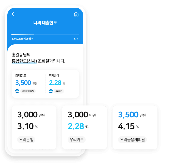 나의 대출한도 예시